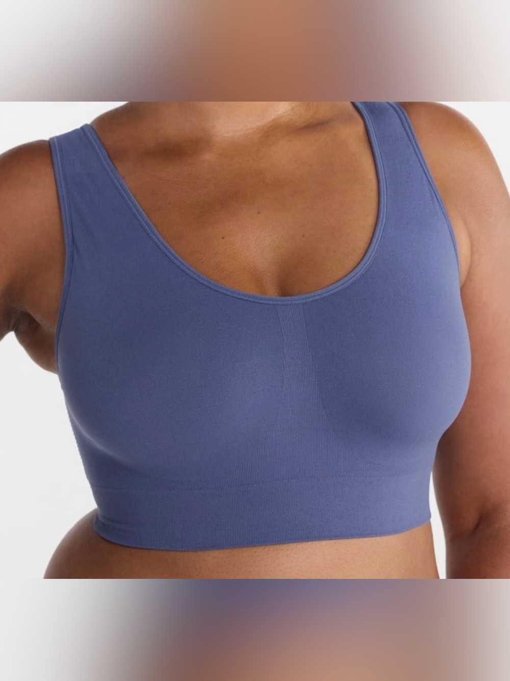 BRAND NEW Seamless Scoop Neck Bralette - Slate Blue Removable Pads Size XXXL
